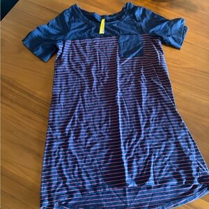 Lole Navy and Red Striped Short Sleeve Tee
